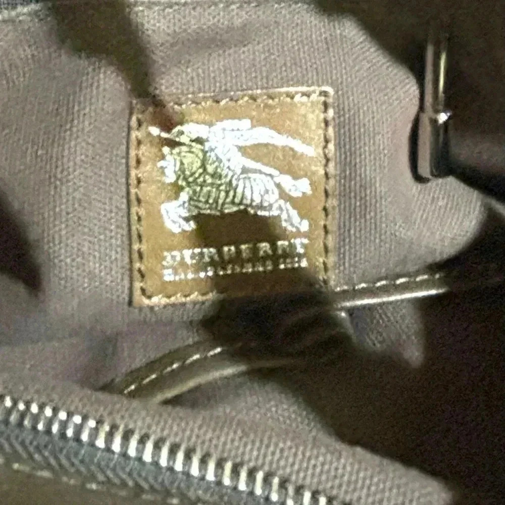 Burberry brown leather house check canvas monogram handbag - Picture 9 of 11